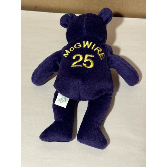 Mark McGwire 1998 Salvino's Bamm Beano's #25 Purple Plush Beanie Bear - Picture 2 of 3